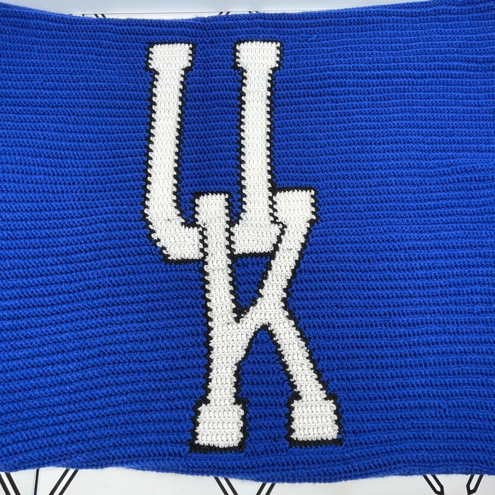 Kentucky Wildcats UK Logo Handmade Crochet Royal Blue Lap‎ Baby Blanket 36x22